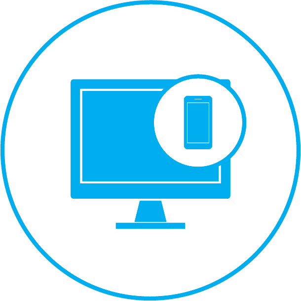 An icon depicting a desktop and a mobile work device, symbolizing the impact and benefits of our security measure demos.