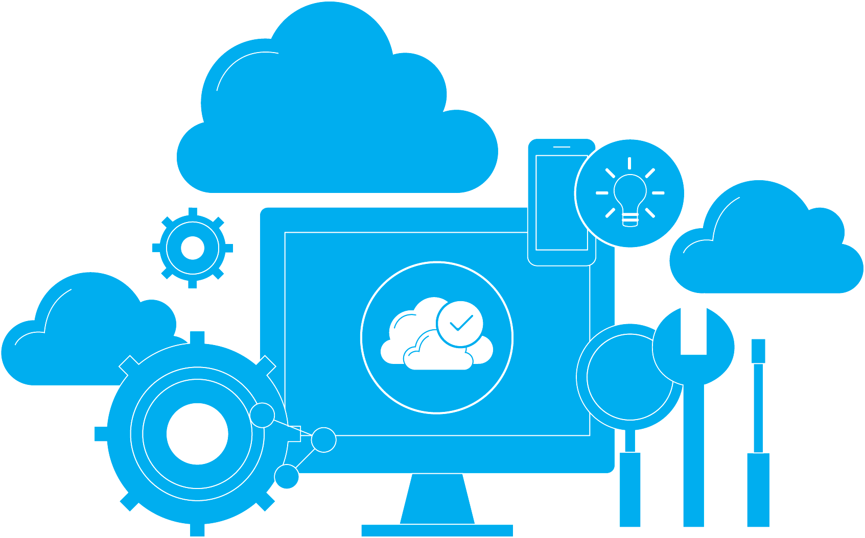 An icon of a desktop featuring a check-marked IT cloud illustrates how Microsoft Entra Permissions Management provides organizations with visibility and control over permissions for any identity.