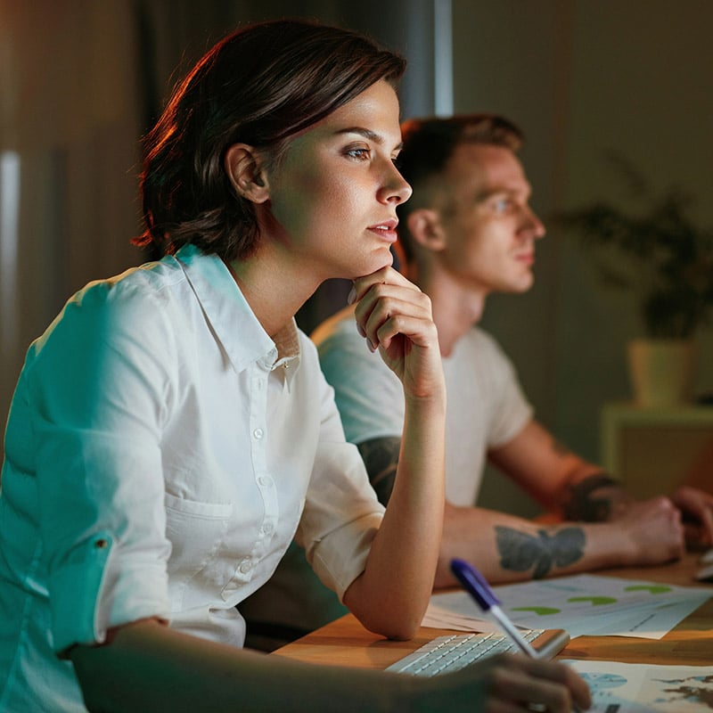 Employees in a finance consulting firm attempting to access an account through Entra Verified ID.